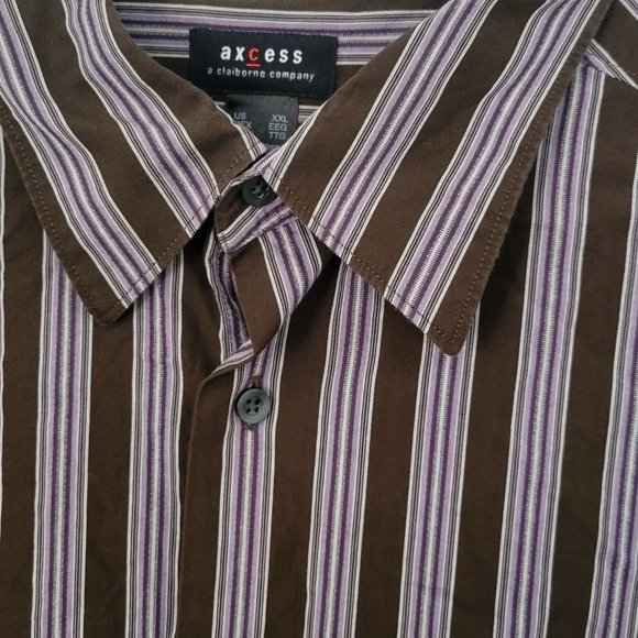 AXCESS Men's Dress Shirt, XXL, Brown & Purple stripes - Picture 4 of 4